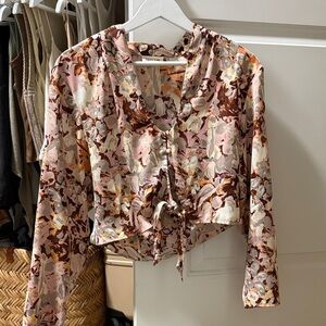 Elegant Floral Blouse - Pink and Brown